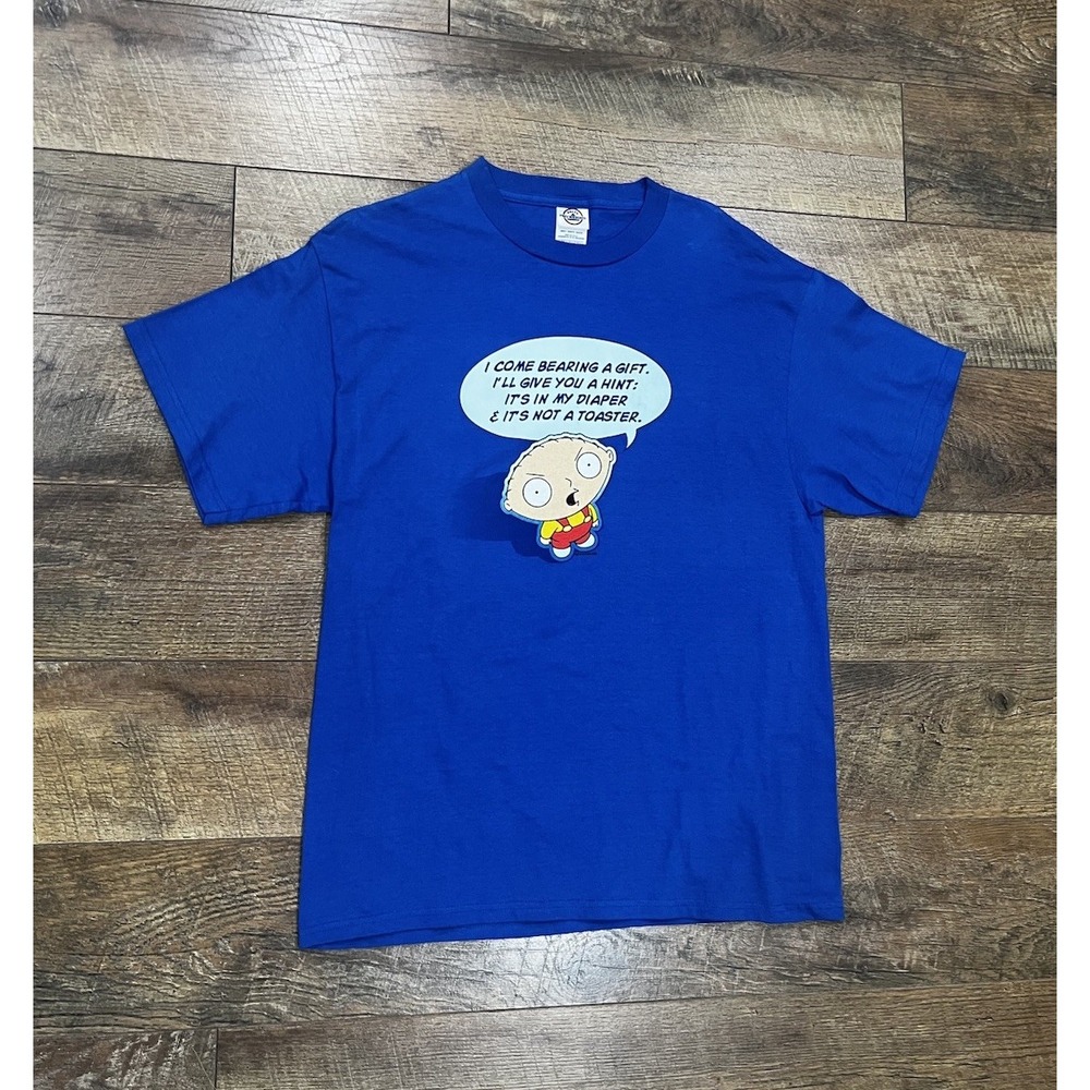 Vintage‎ 2003 Stewie Griffin Funny Quote Graphic T-Shirt Blue Large Family Guy